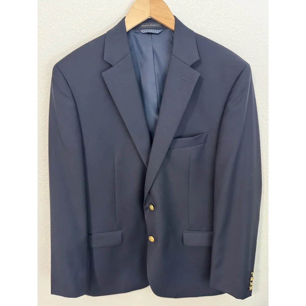 Lauren Ralph‎ Lauren Blazer Men's 42R Classic Fit Navy Wool Gold Button - Mint!